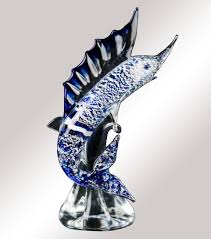 Murano Glass Blue Silver Fish On