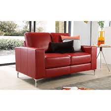 baltimore red leather 2 seater sofa by