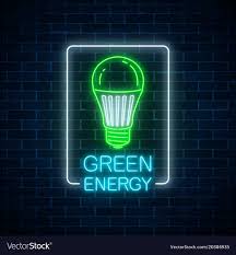 Glowing Neon Sign Green Led Light Bulb Royalty Free Vector