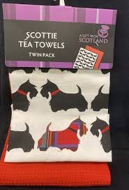 kitchen tea towels scottie dogs twin