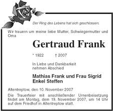 Gertraud Frank | Nordkurier Anzeigen - 005713163301