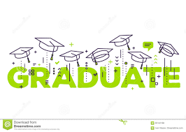 Vector Illustration Of Green Word Graduation With Graduate Caps