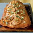 alder planked salmon with soy ginger marinade
