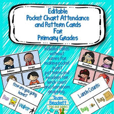 Pocket Chart Attendance And Pattern Cards For Primary Grades Editable