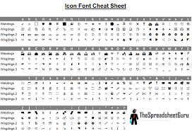 The number series type alphabet . Wingdings Webdings Font Icon Character Map Printable Cheat Sheet Thespreadsheetguru