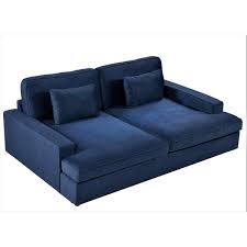 Us Pride Furniture Kimberley 94 49 In Dark Blue Solid Velvet Twin Size Sofa Bed
