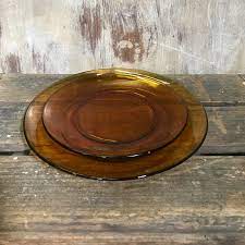 vintage amber glass plate art