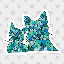 Dog And Cat Stained Glass Style Cat