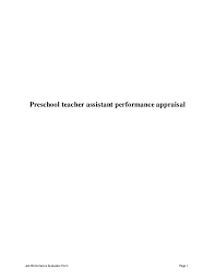 Preschool Teacher Assistant Perfomance Appraisal 2