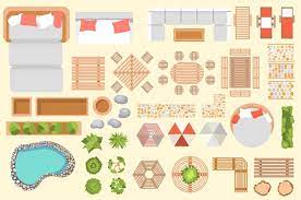 Outdoor Furniture Top View Icon Set