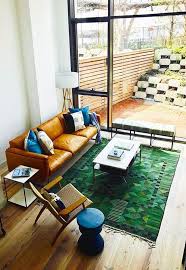 mid century modern rug into a living room