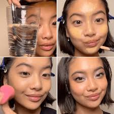 mixing their foundation with water