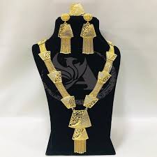 golden gold plated short necklace set