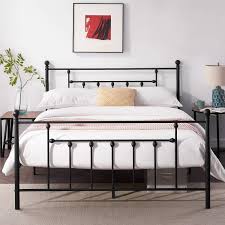 All categories home & living beds queen bed frames & bases antiques & collectables art baby gear books building & renovation business, farming & industry cars, bikes & boats clothing & fashion. Amazon Com Vecelo Queen Size Metal Bed Frame With Headboard Footboard No Box Spring Needed Platform Bed Under Bed Storage Victorian Vintage Style Black Furniture Decor