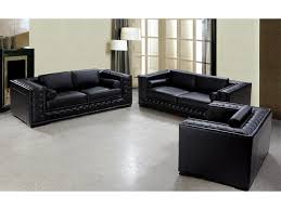 black leather sofa set for