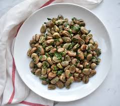 sauteed garlic and cilantro broad beans