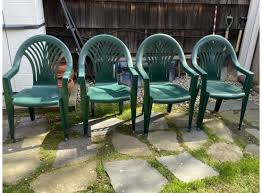 Set Of 4 Plastic Green Outdoor Patio