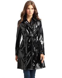 Via Spiga Faux Patent Leather Trench