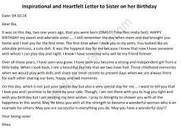 heartfelt letter to sister on her birthday