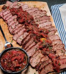 Get the flavors of korean barbecue in this easy flank steak recipe that is marinated in a sweet soy sauce mixture before grilling for an easy weeknight dinner. Slow Cooker Marinated Flank Steak With Savory Tomato Onion Jam