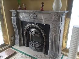 Grey Marble Fireplace Mantel Sculptured