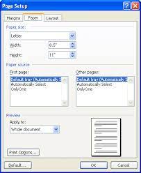 selecting a paper size microsoft word