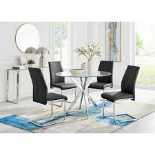 Venice Chrome Round Glass Dining Table