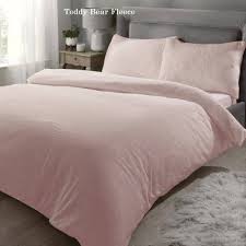 teddy bear fleece blush pink duvet