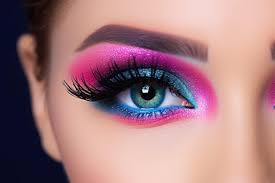 bright eye makeup in luxurious blue