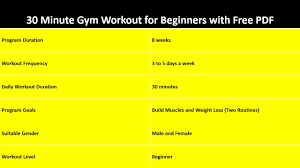 weekly 30 minute gym workout plan for