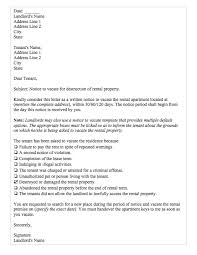 Sample Letter From Landlord To Tenant Notice To Vacate Top