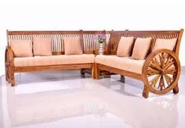 l wooden teak wood corner sofa set