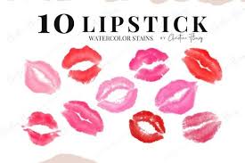 watercolor kiss lips clipart graphic by