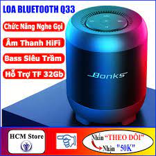 Loa Bluetooth Bonks Q33 Âm Thanh HIFI, BASS Siêu Trầm, Âm Thanh Chuẩn,  Bluetooth 5.0, Có hỗ trợ thẻ nhớ 32Gb - Hàng Chính Hãng