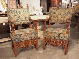 antique italian carved walnut armchairs