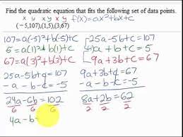 A Quadratic Function Given Data Points