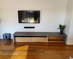 3m Modern Hardwood And Concrete Tv Unit