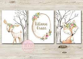 Personalized Woodland Wall Art For Girl