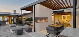 corner style outdoor gas fireplace