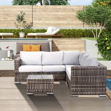 4 seater rattan garden corner sofa set grey sano ii. Colette Grey Rattan Corner Sofa And Coffee Table Rattan Garden Set