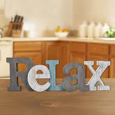 Rustic Wood Letters Relax Table Top