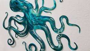 Octopus Metal Wall Art Turqoise And
