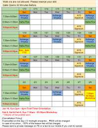 schedule from january 12 ann yoga studio