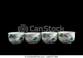 Traditional japanese yunomi tea cups, set of 2, for green tea gift, kyoto keizan. Chinese Japanese Traditional Four White Tea Cup Set With Green Tree Scene Pattern In Solid Black Background Canstock