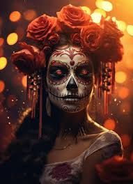skull makeup on a fl background
