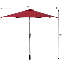 9 Feet Patio Led Solar Umbrella With