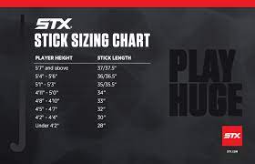 size chart field hockey stx