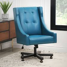 18.3 to 21.3 overall dimensions: Abbyson Logan Blue Leather Adjustable Swivel Office Chair