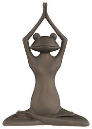 Strerching Yoga Frog Garden Statue By