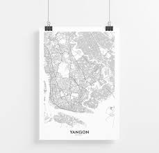 yangon map print city map wall art